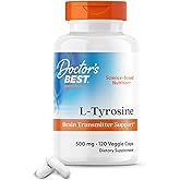 Doctors Best L-Tyrosine, 500 mg, Brain Transmitter Support, Non-GMO, Gluten Free 120 Veggie Caps