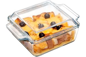 NUTRIUPS 6x6 Inches Square Glass Casserole Dish With Glass Lid Glass Bakeware Glass Microwave Brownie Pan Covered Bowl for Cooking
