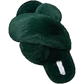 JIASUQI Women's Open Toe Slippers Fuzzy Fluffy House Slippers for Women Cozy Criss Cross Furry Slides Slippers