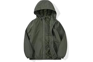 JOYSON Kid Boys Rain Jackets Lightweight Water-resistant Windbreaker Breathable Outerwear Raincoat with Hood