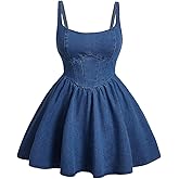 SOLY HUX Women's Plus Size Scoop Neck Denim Dress Sleeveless A Line Flowy Mini Jean Dresses