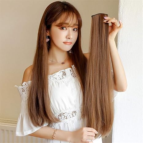 Amazon Co Jp Zhaoxin Chen ロングストレートヘアのかつらピース2枚のカードは3つのトレース目に見えない毛厚い毛ピースストレートヘアのかつらピース女性のスポットを設置しました Color 60cm Straight Hair Black Brown ビューティー