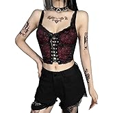 Twfsgirl Gothic Crop Tank Tops for Women Y2k Camisole Goth