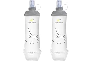 N NEVO RHINO 2PCS Soft Flask,TPU Collapsible Water Bottle - 17oz/500ml Leak-proof BPA-Free Folding Water Bottles for Running,Hiking,Cycling,Climbing