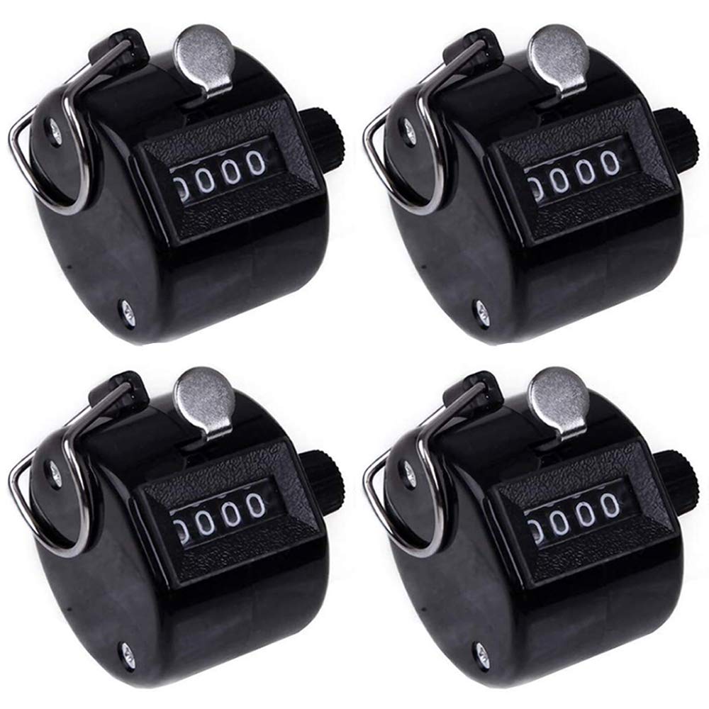 Guanici 4 Pcs Manual Tally Counter Hand held mechanical counter Digit Number Lap Counter Manual Mechanical Counter with Finger Ring for Sport Event Coach School Row People Golf Knitting