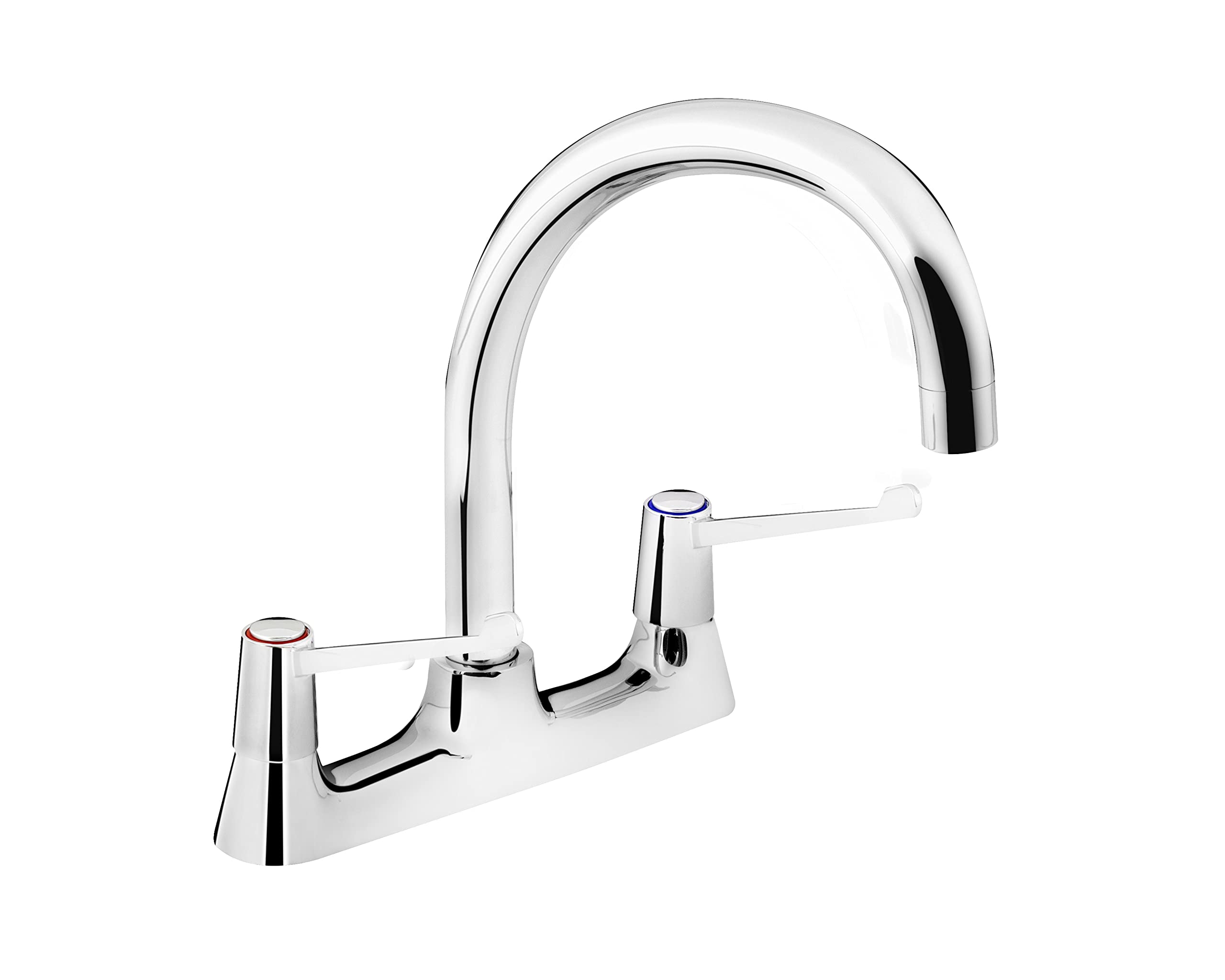 Bristan Lever Deck Sink Mixer Chrome with 6in Levers & Ceramic Disc Valves, Chrome Plated