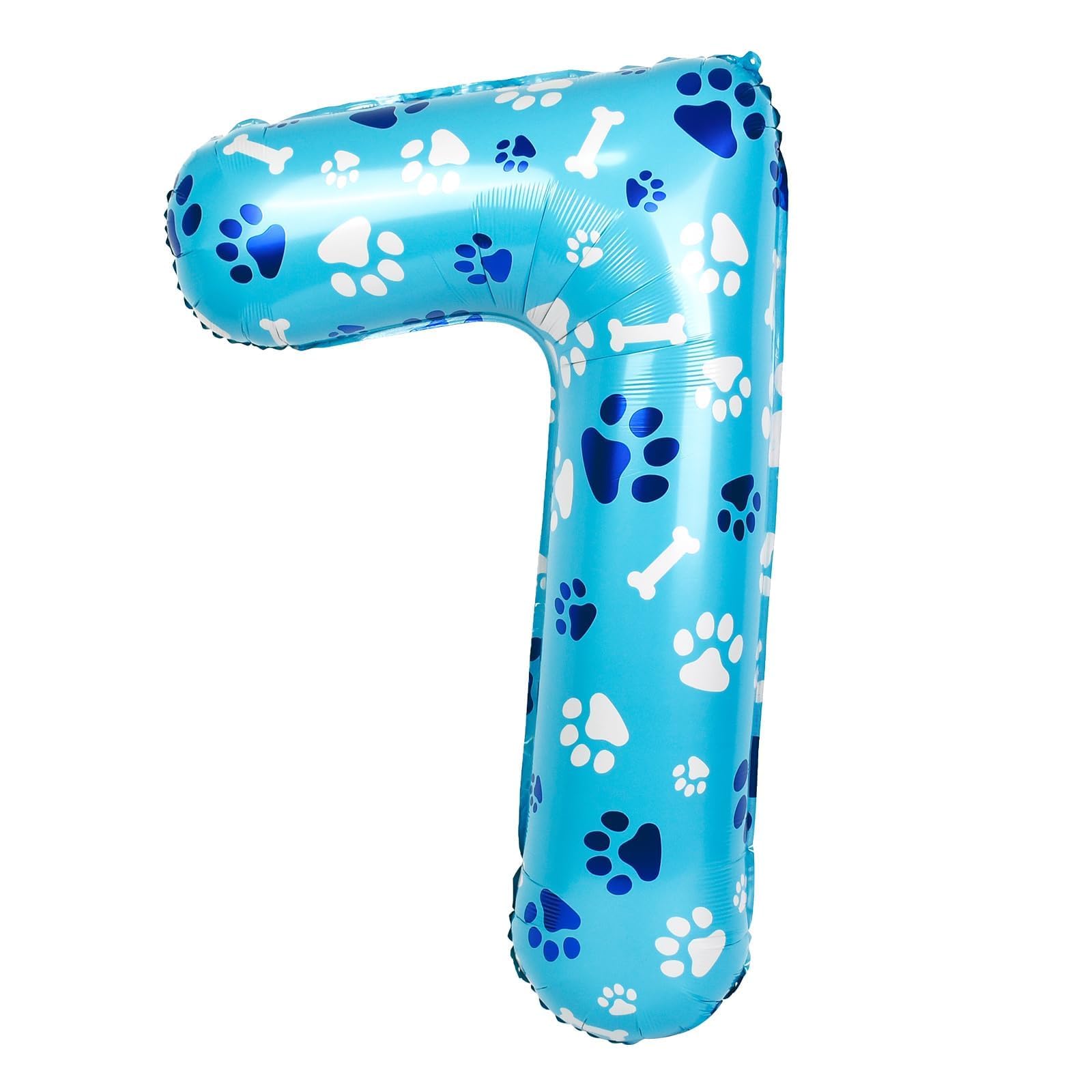 40 Inch Dog Paw Print Number 7 Foil Balloon, Large Multi-color Puppy Pet Balloon for Birthday Party Decoration, Dog Paw Theme Party Favors(Blue+White)
