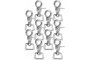 Jeffers Trigger Snap Scissor Snap Clip with Swivel Square Eye 2.5" – Nickel Plated Die Cast for Rope, Pet Leash, Harness, Keychain, DIY Crafts, Camping, Tools, Utility Use - 3/4" 10 Pack