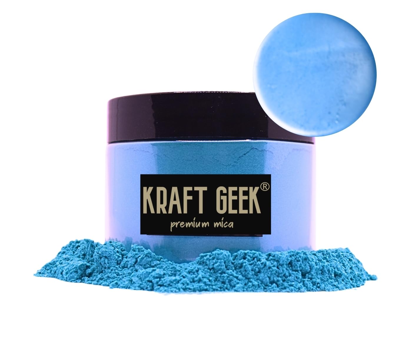 Aqua Blue Premium Mica Powder 50g. Powder Dye for Epoxy Resin Pigment Natural Soap Colouring, Candle, Slime, Bath Bombs, Makeup, Nail, Fabric, Fabric dye, Wax Melts etc.