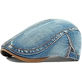 Denim Newsboy Hats Flat Cap for Men Women Adjustable Ivy Gatsby Cabbie Driving Hat