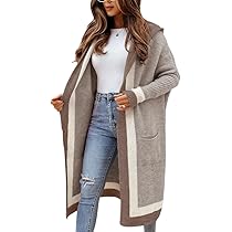chouyatou Women's Color Block Vertical Striped Open Front