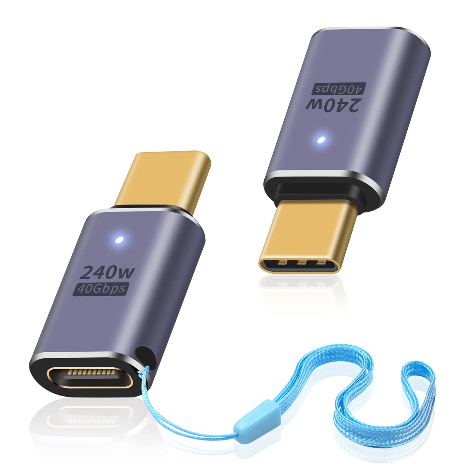 Duttek 240W USB C Extender Adapter, USB C Male to USBC Female Adapter 40Gbps,Supports 8K@60Hz, Compatible for Thunderbolt 3/4, Switch, iPad, MacBook (2 Pack)