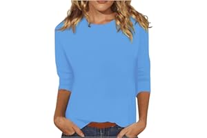 slqdgmryz 3/4 Sleeve Shirts for Women Loose Fit Crewneck Dressy Casual Tops Lightweight Solid Color Comfy Cute T Shirts