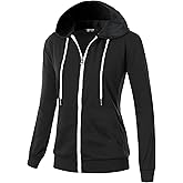GIVON Women's Zip Up Hoodie Lightweight Regular Fit Sweatshirt with Waffle Knit Side Panels and Inside Hood