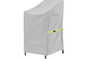 OUTTDID Stackable Patio Chair Cover - 600D High Back Outdoor Chair Cover Waterproof & Heavy Duty, 1 Pack Lawn Furniture Stacking Seat Cover for 4-6 Outdoor Stackable Dining Chairs - 28 x 36 x 47 Inch