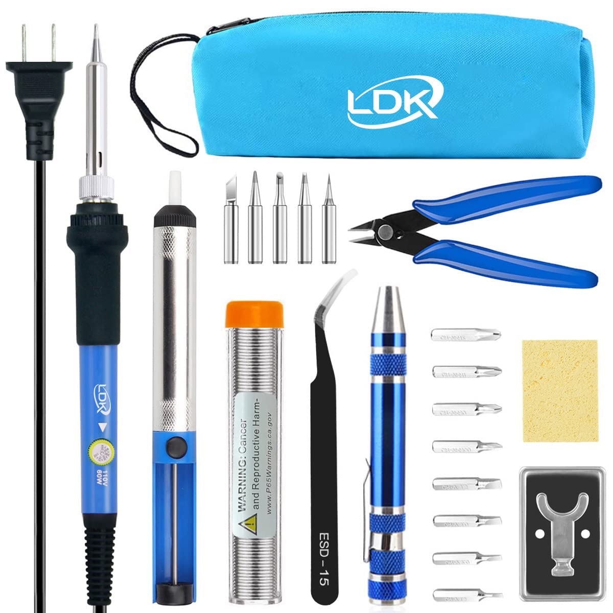 Photo 1 of ITEM IS MISSING PARTS, UNSURE WHAT PARTS ARE MISSING --------------------------------------LDK Electric Soldering Iron Kit 60W Adjustable Temperature Welding Tools with 5pcs Different Tips, Desoldering Pump, Solder Wire, 8-in-1 Screwdrivers, Wire Cutter, 