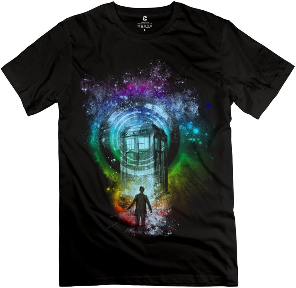 Mans Doctor Who Tardis Tshirt - Nice Custom Black T-Shirt