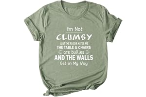 Eduavar T-Shirt for Women Summer Fashion Casual Round Neck Tee Tops Funny Letter Print Short Sleeve T-Shirts Top Blouses