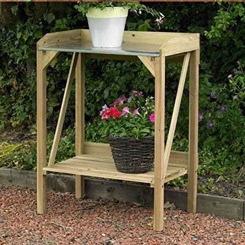 HomeZone Wooden Garden Potting Bench Tool Storage Shelf Outdoor Station