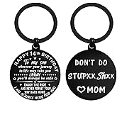 ENGZHI 14th Birthday Decorations for Boys, 14 Year Old Teen Birthday Gift Ideas for Son Grandson, Metal Keychain