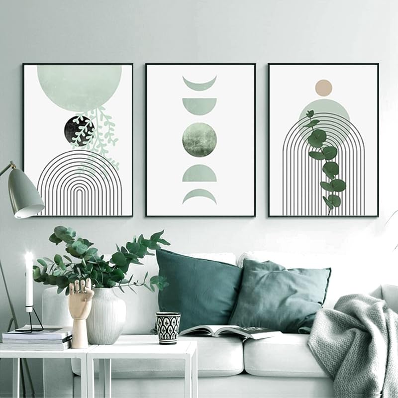QPLGTU Geometric Abstract Poster Set, Plant Art Decoration Pictures, Printed Posters on The Background Wall of The Living Room and Bedroom, Frameless (Style 5, 60x90cm*3)