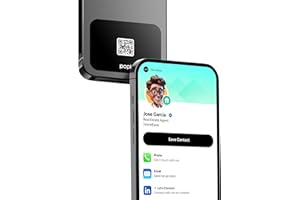 Popl Black Smart Phone Card - Sleek Modern Digital Business Card for Back of The Phone - Tap to Share NFC and QR Code - Customizable NFC Cards Compatible w/iPhone & Android (Black)