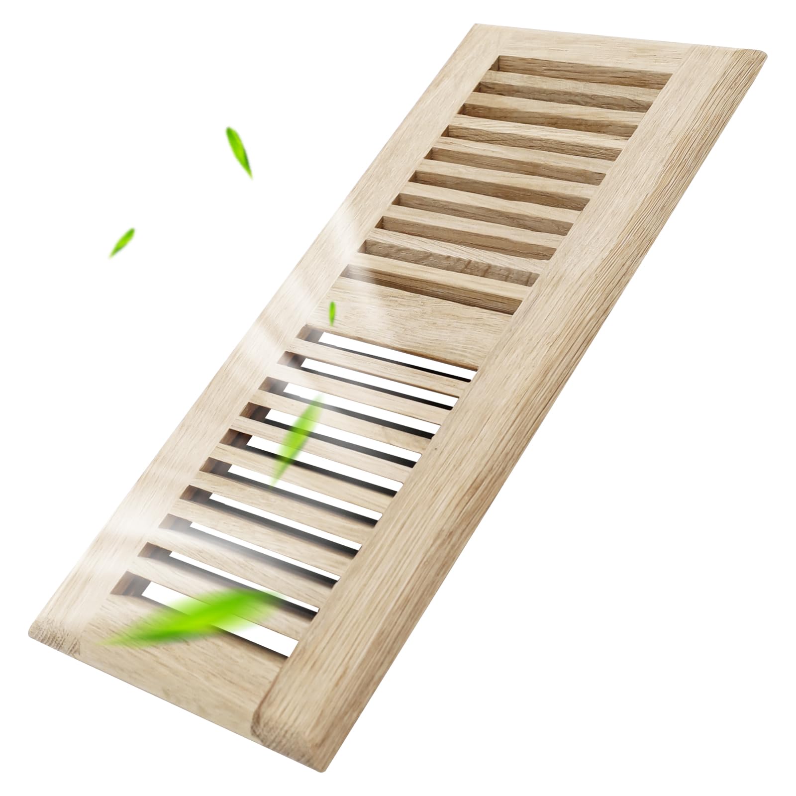 Photo 1 of Howeall 4x12 Inch White Oak Wood Floor Register Vents Cover - Drop in Wood Vent Register with Damper Wooden Vents Covers for Home Floor Unfinished (White Oak)