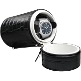 JuviPerpric Portable Single Automatic Watch Winder, 2 Rotation Modes, Quiet Motor, Battery &amp; AC Powered, Travel Watch Winder Box for Men &amp; Women