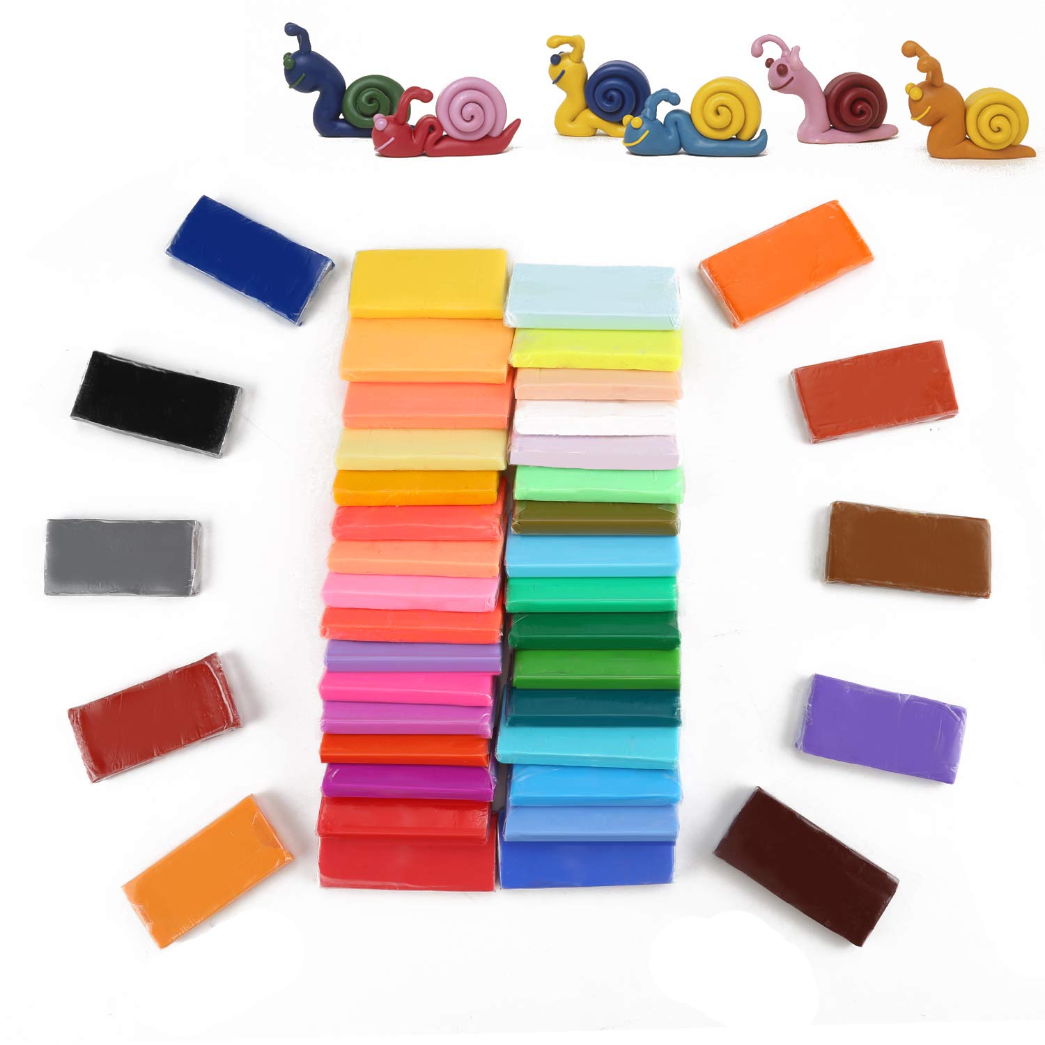 Polymer Clay Set - 42 Colors Modeling Fimo Clay Soft and Nontoxic DIY Oven Bake Clay Kit with Modeling Tools and Storage Box, Birthday for Kids (Multicolor)