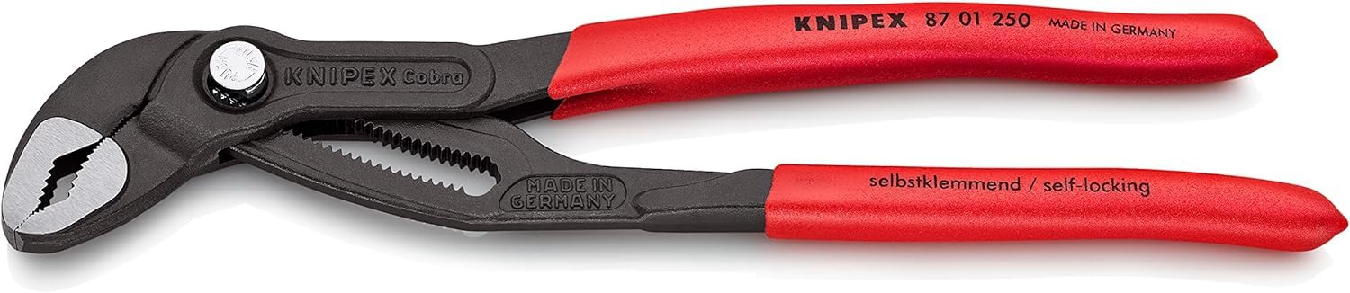 KNIPEX Cobra High-Tech Water Pump Pliers Self-Service Card with Non-Slip Plastic Coating 250 mm, 87 01 250 SB