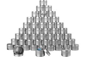 GENHAKON 48 Packs 4 oz Silvery Candle Tins, Bulk Candle Making Tins, 4 oz Candle Tins Containers for Making Candles