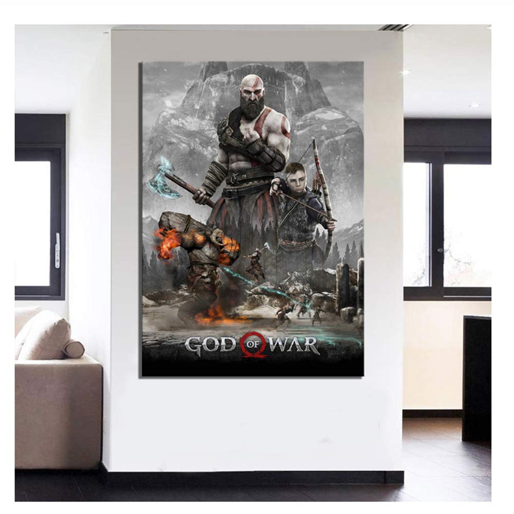 God of War 4 Game Figure Poster Painting Canvas Wall Art Home Decor Printed Modern Type for Living Room Print on canvas-60x80cm No Frame