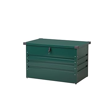 Beliani Outdoor Kissenbox Auflagenbox aus Metall grün Gartentruhe Cebrosa