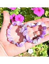 ZENERGY GEMS - Pulsera de cristal de amatista cargada (elástica y pulida en la burbuja)
