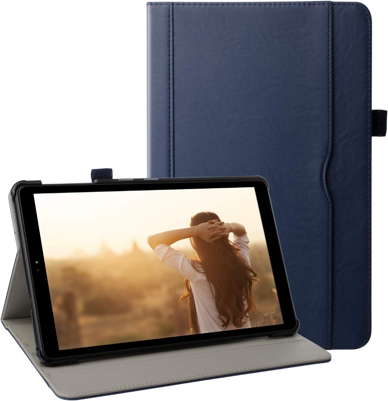 ZoneFoker Samsung Galaxy Tab A 10.1 inch 2019 Tablet Leather Case, Multi-Angle Viewing Folio Stand Cover with Pencil Holder For Galaxy Tab A 10.1 SM-T510/SM-T515 (#2 Blue)