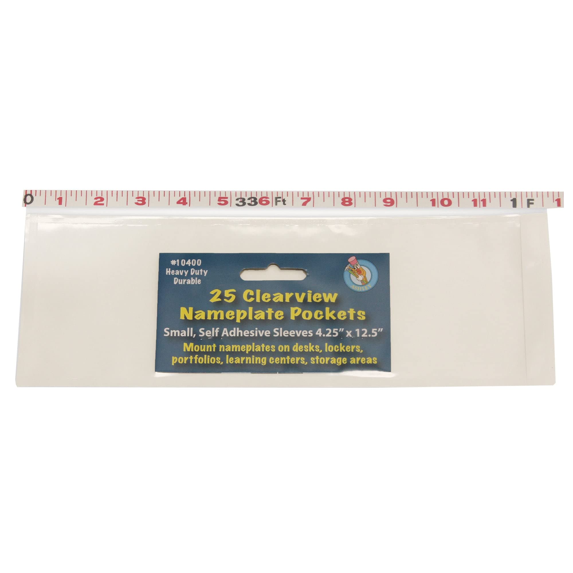 Photo 1 of Ashley Productions ASH10400 Name Plate Clear Pockets, 0.5" Height, 4.25" Wide, 12.5" Length, Small (25 per Package)