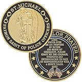 St. Michael Patron Saint of Police Officers Challenge Coin with Heroâ€™s Valor Prayer 1-Pack (Single Coin)