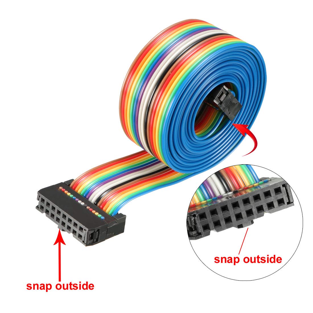 sourcing map IDC Rainbow Wire Flat Ribbon Cable 16 Pins 148cm Length 2.54mm Pitch Type-C, 16P-148cm - Image 4