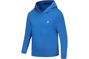 HODOSPORTS Boys Rash Guard Swim Shirt Long Sleeve for Kids UPF 50+ Sun Protection Hooded Swimming Hiking Shirts Swimsuit