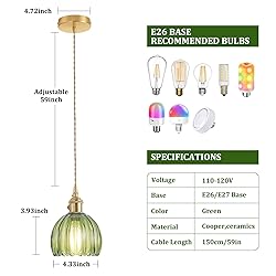 Shenmoyl Mini Pendant Light with Green Tulip Glass