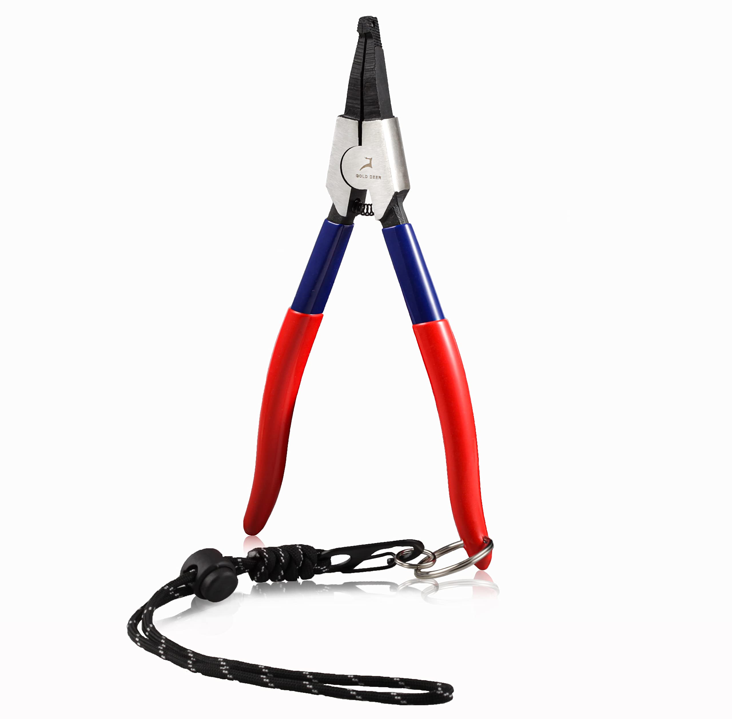 GOLD DEER Lock Ring Pliers 8" Retaining Ring Pliers Right Angle Tip Lock Ring Pliers Lock Ring Horseshoe Washer Pliers Special Circlip Pliers Retaining Ring Removal Tool Internal Snap Ring Pliers