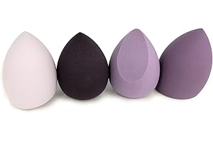 KNEEDARKYEAR Makeup Sponges set for Dry & Wet Use - Foundation Blending Sponge for Concealer Blush Powder, Multi-color Blender Sponges (4pcs - Multi-colored A) (4pcs Multi-colored Purple)
