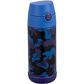 Snug Insulated Kids Water Bottle with Straw & Spout – Double-Wall Stainless Steel, Leakproof, Easy-Flip Lid – For School, Travel, Toddlers & Big Kids - Blue Camo, 12oz
