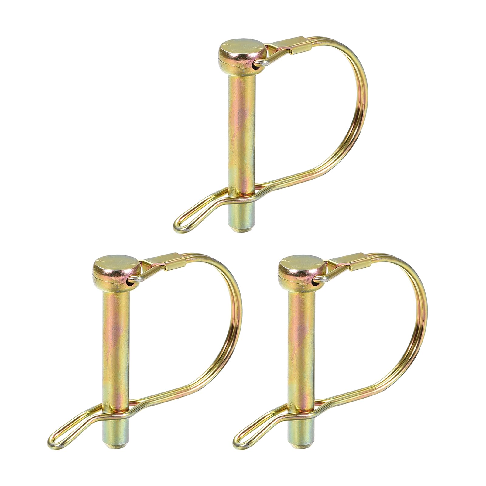 DTGN 8mm x 50mm (DxL) Shaft Locking Pin - 3Pack - Good for Farm Trailers Lawn - Carbon Steel Round Trailer Coupler Pin W/Ear - Gold