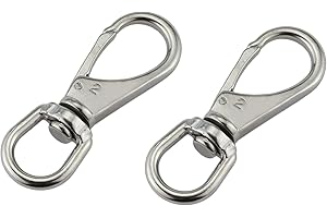 NRC&XRC 2Pack Stainless Steel 304 Swivel Eye Snap Hooks (Stand 2#/M6), Universal Marine Scuba Diving Clips, Hardware Spring Buckles for Bird Feeders/Pet Chains/Collars/Keychains and More M6(2#)