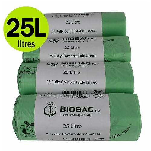 25 Litre x 50 Compostable Caddy Bags Biobag Kitchen Food Waste