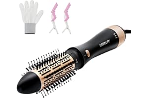 USBELFF Hair Blow Dryer Brush Hot-Air - 1.6" Round Blow Dry Brush for Styling Hair, Negative Ionic, Ceramic Barrel for Minimize Hair Damage, Detachable, Multiple Temp Settings for Women Short to Middle Hair