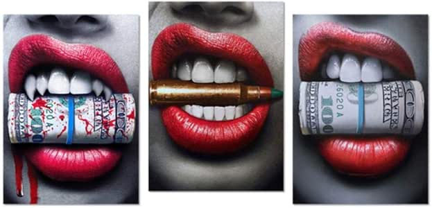 Amazon.com: Brandless Poster Art Sexy Red Lip Money Bite Bullet Print