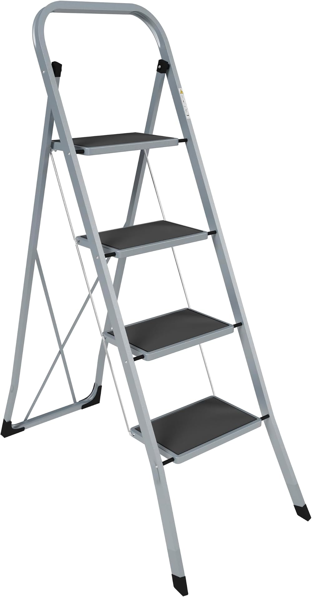 Home Vida 4 Step Ladder Heavy Duty Steel Folding 150kg Grey