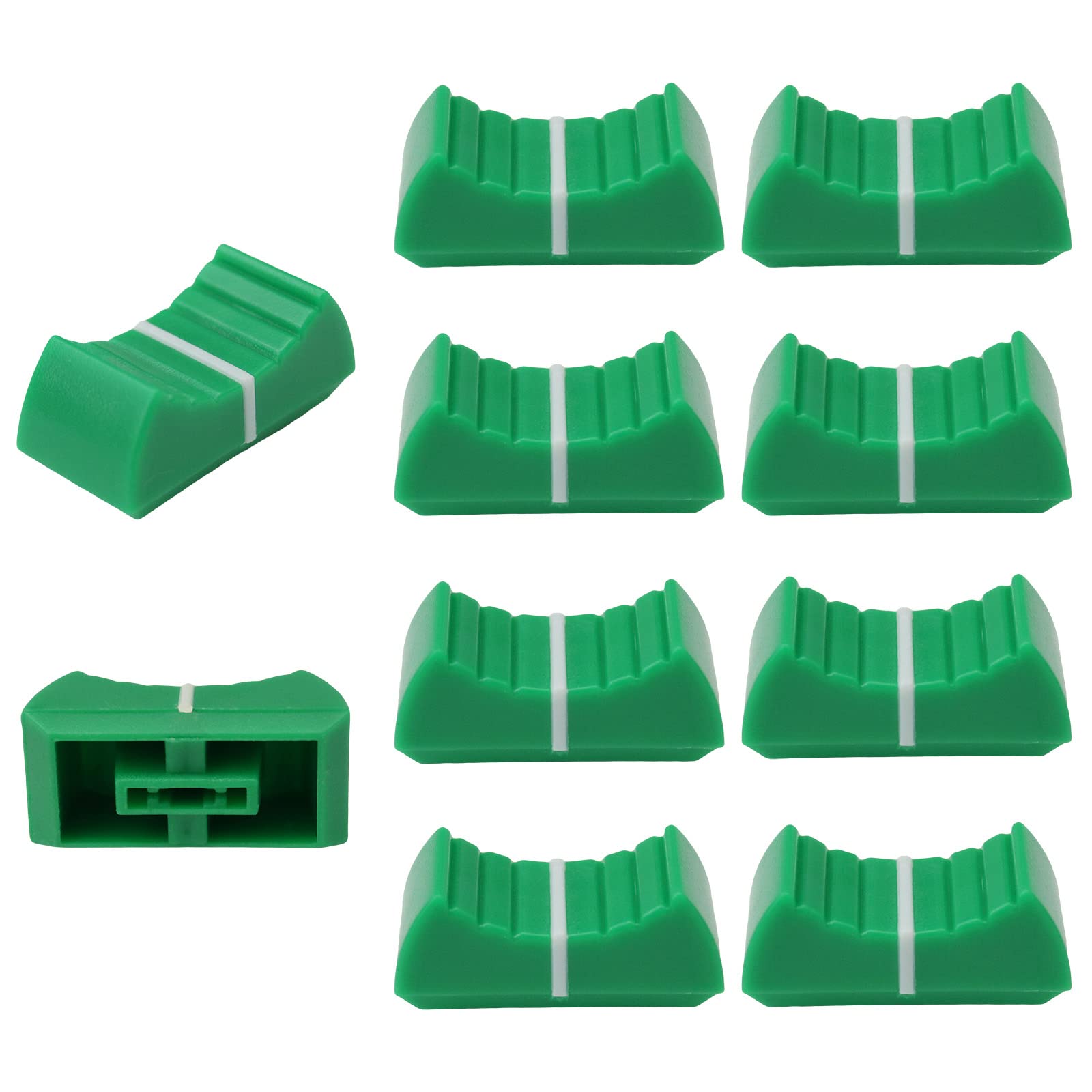 4mm Hole Colour Body Linear Slider/Fader Caps Pack of 10 (Green/White)